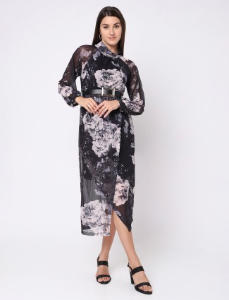 Deal printed party dress in black