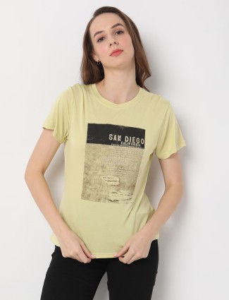 DEAL printed yellow cotton t-shirt