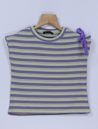 Deal purple and green stripe knitted top