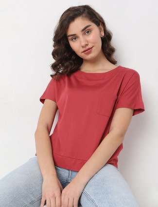 Deal red plain casual top