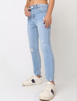 DEAL ripped and washed light blue jeans