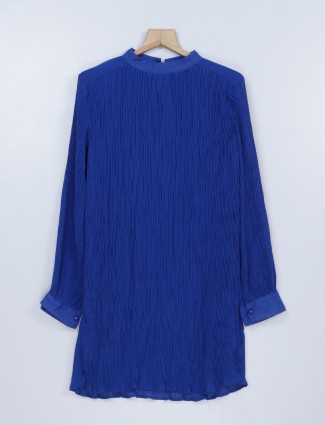 Deal royal blue georgette plain dress