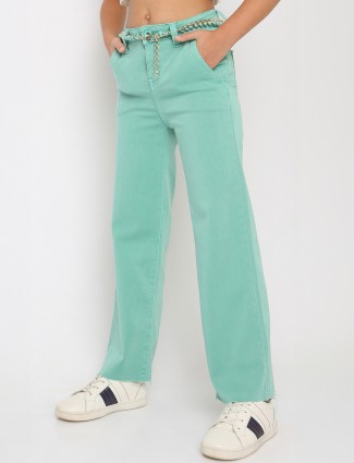 DEAL sea green straight solid jeans
