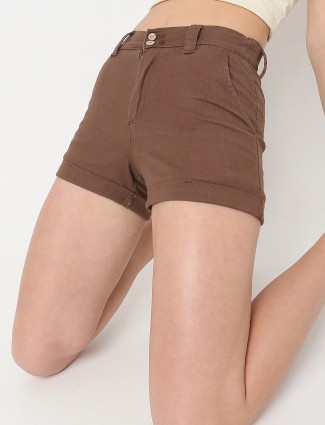 DEAL solid brown cotton shorts