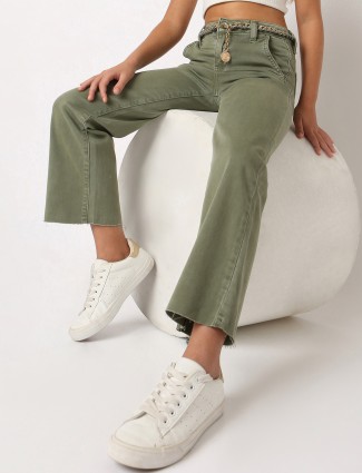 DEAL solid straight olive jeans