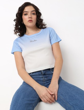 DEAL white and blue cotton top