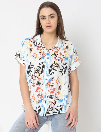 DEAL white and blue printed shirt