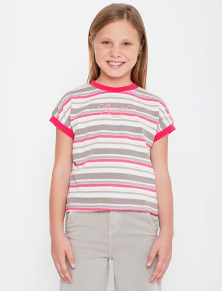 DEAL white and pink stripe t-shirt