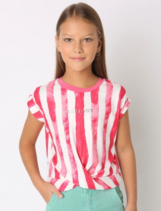 Deal white and pink stripe top