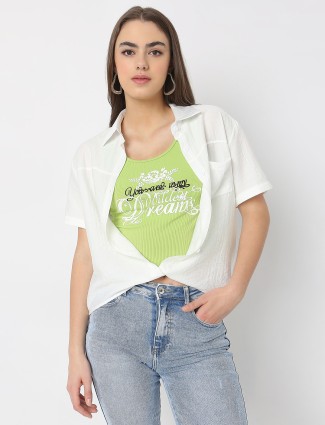 DEAL white cotton casual crop top
