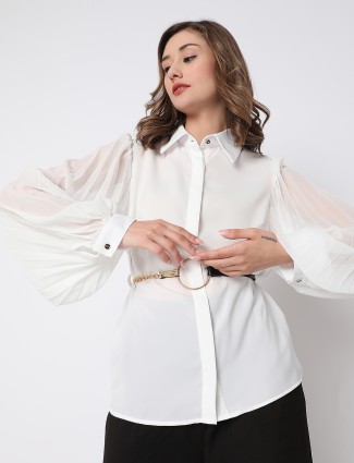 Deal white plain top in polyester