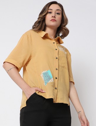 Deal yellow printed cotton shirt