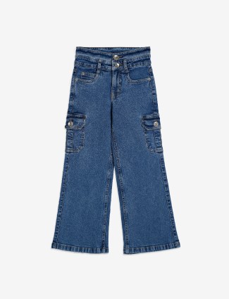 Denim blue cargo jeans