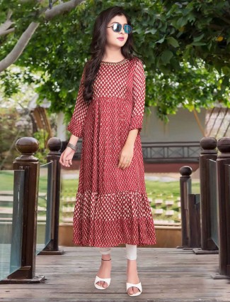 Designer red cotton silk festive wear salwar kameez