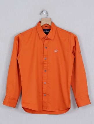 DNJS cotton slim fit shirt in orange