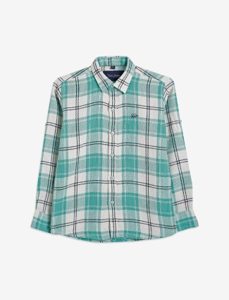DNJS mint green cotton checks shirt