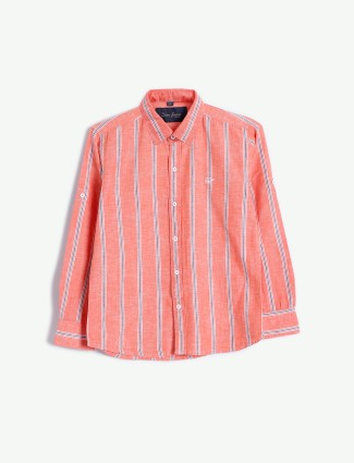 DNJS orange stripe linen shirt