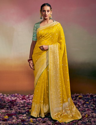 Dola silk yellow saree