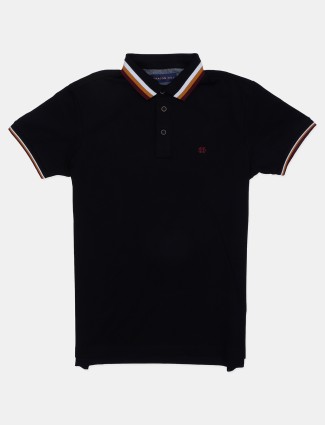 Dragon Hill solid black regular fit cotton t-shirt for men