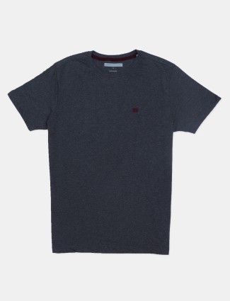 Dragon Hill solid grey cotton casual t shirt