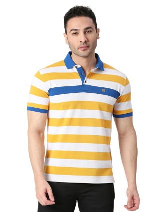 Dragon Hill white and yellow stripe t shirt