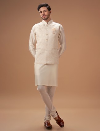 Elegant cream waistcoat set for wedding