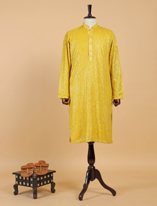 Elegant georgette yellow kurta suit