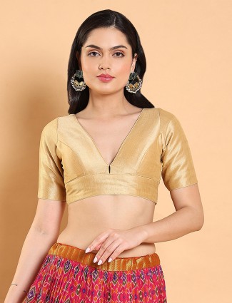 Elegant gold color silk blouse