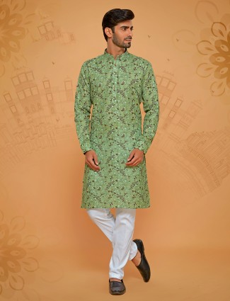 Elegant green printed kurta suit