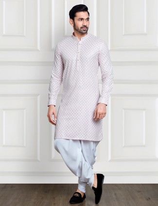 Elegant light pink rayon cotton kurta suit
