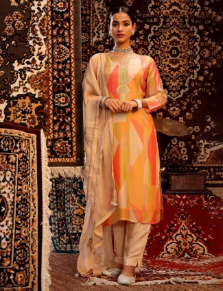 Elegant multi color printed salwar suit for festive