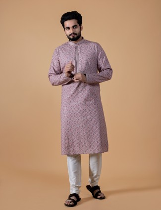Elegant onion pink printed kurta suit