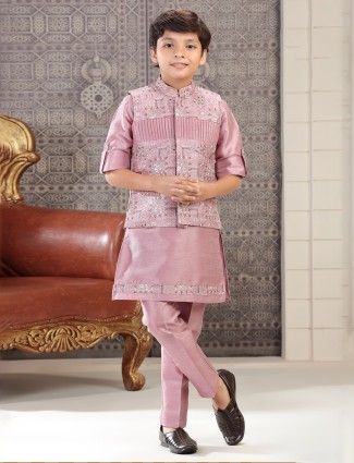 Elegant pink silk waistcoat set