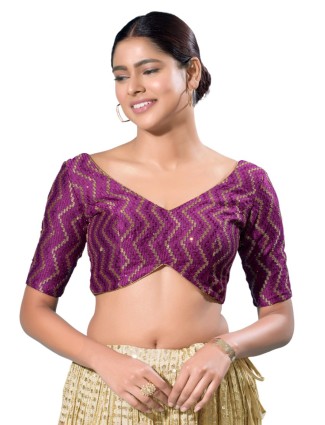 Elegant purple readymade silk blouse