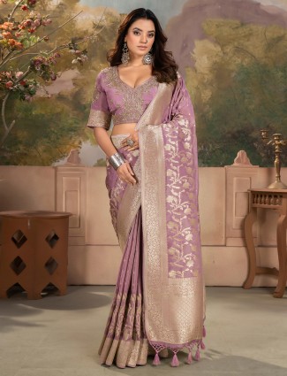 Elegant purple tissue silk saree