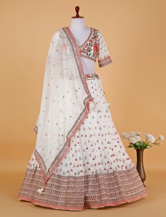 Elegant white embroidery lehenga choli