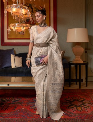 Fabulous beige silk saree
