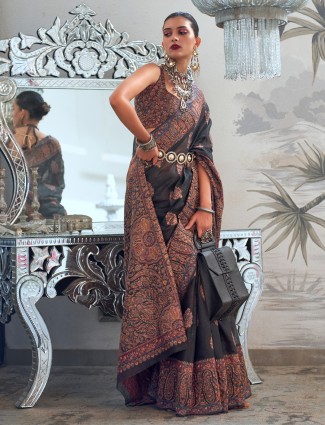 Fabulous black modal silk saree