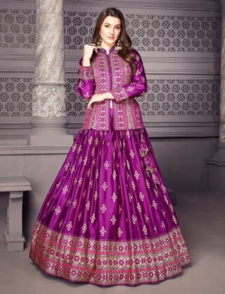Fabulous purple silk lehenga choli for wedding