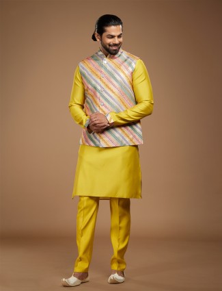 Fabulous yellow silk waistcoat set