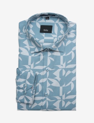 Fete blue printed cotton shirt