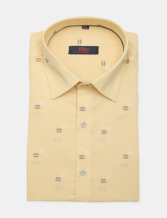 Fete formal wear lemon yellow printed shirt