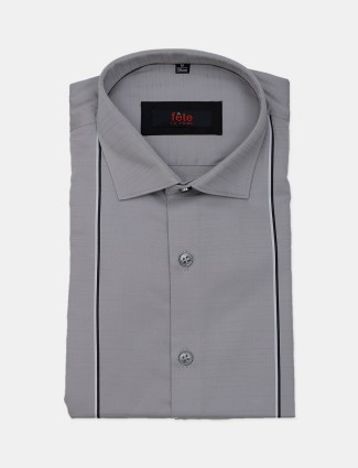 Fete grey striped cotton shirt for men