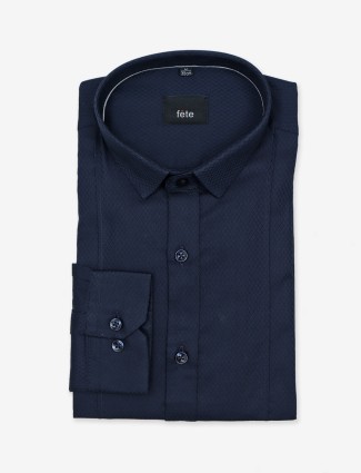 Fete navy textured cotton shirt