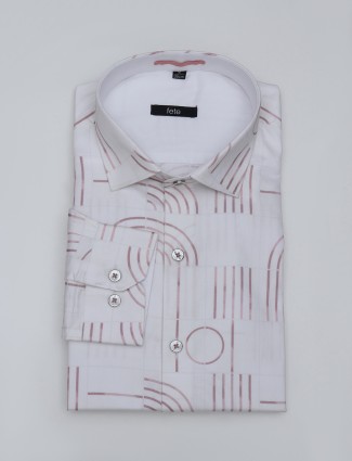 Fete red and white cotton printed shirt