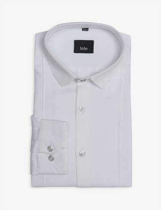 Fete textured white cotton shirt