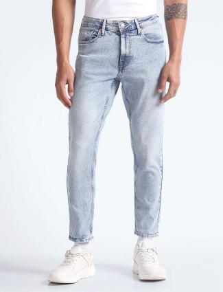 Flying Machine ice blue washed slim taper fit jeans