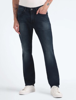 FLYING MACHINE navy straight fit jeans
