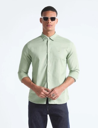 Formal Green Solid Shirt - Pierce