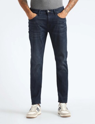 FLYING MACHINE washed navy slim tapered jeans